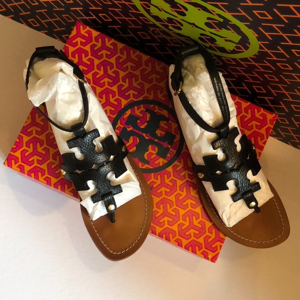 *SOLD OUT*TORY BURCH Phoebe Logo Flat Thong-8.5 - Picture 3 of 8